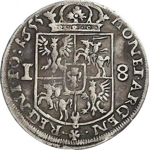 Реверс монеты - Орт (18 грошей) 1655 года IT "Тип 1655-1658" Розетка - цена серебряной монеты - Польша, Ян II Казимир
