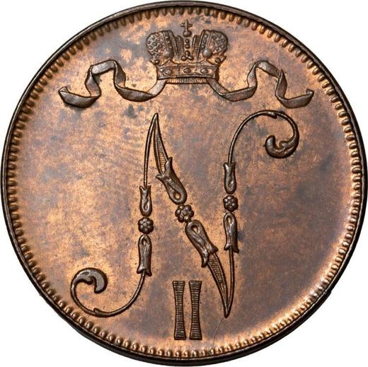 Аверс монеты - 5 пенни 1901 года - цена  монеты - Финляндия, Великое княжество