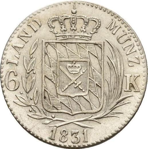 Reverso 6 Kreuzers 1831 - valor de la moneda de plata - Baviera, Luis I