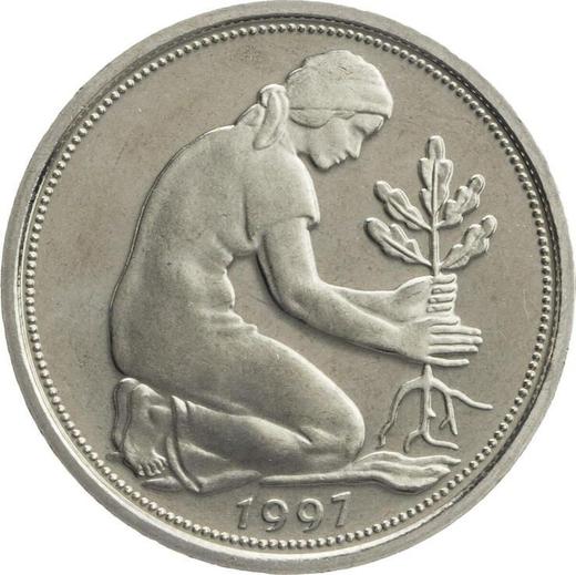 Реверс монеты - 50 пфеннигов 1997 года J - цена  монеты - Германия, ФРГ
