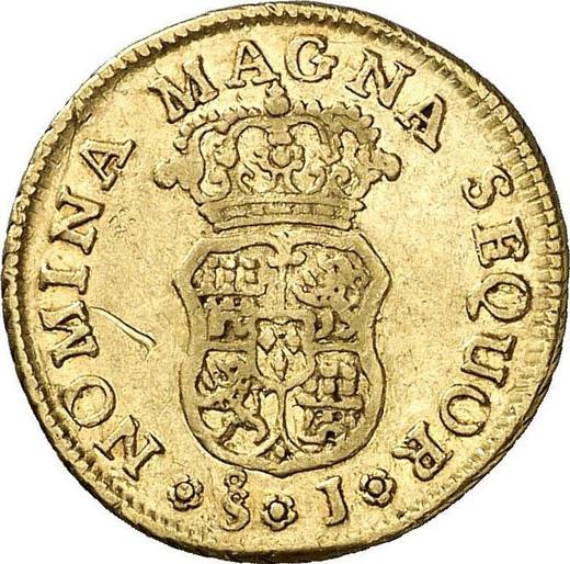 Reverso 1 escudo 1754 So J - valor de la moneda de oro - Chile, Fernando VI