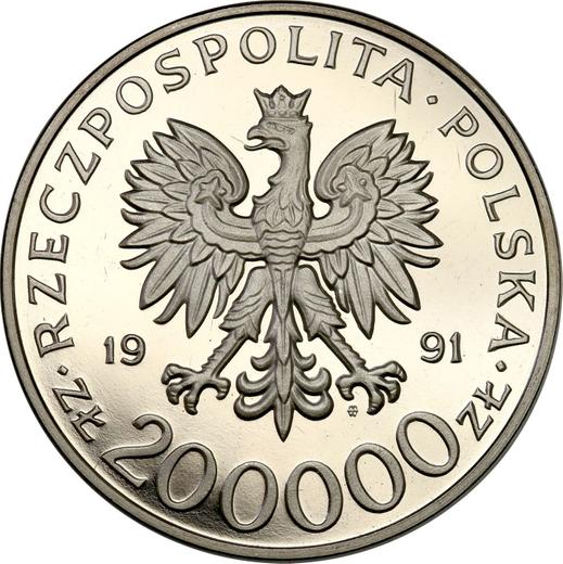 Obverse Pattern 200000 Zlotych 1991 MW SW "Michal Tokarzewski-Karaszewicz 'Torvid'" Nickel -  Coin Value - Poland, III Republic before denomination