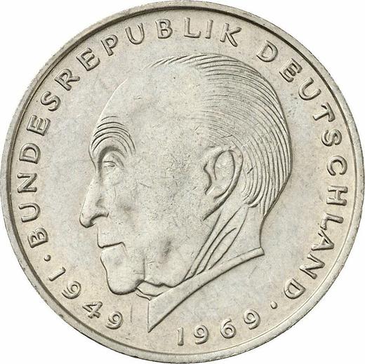 Anverso 2 marcos 1971 D "Konrad Adenauer" - valor de la moneda  - Alemania, RFA