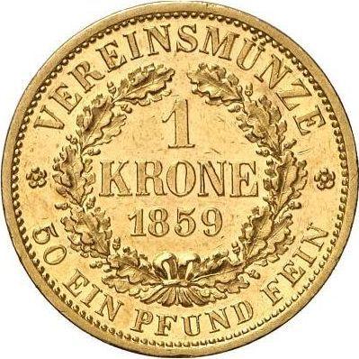 Reverso 1 corona 1859 F - valor de la moneda de oro - Sajonia, Johann