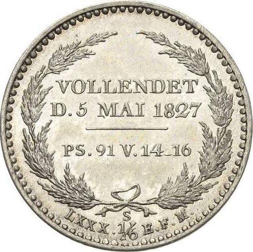 Reverso 1/6 tálero 1827 S "La muerte del rey" - valor de la moneda de plata - Sajonia, Federico Augusto I