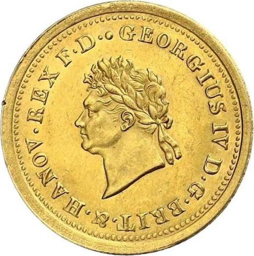 Awers monety - 10 talarów 1825 B - cena złotej monety - Hanower, Jerzy IV