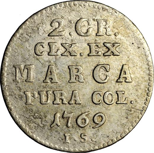 Rewers monety - Półzłotek (2 grosze) 1769 IS - cena srebrnej monety - Polska, Stanisław II August