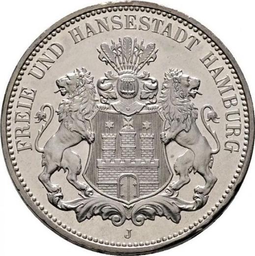 Аверс монеты - 3 марки 1908 года J "Гамбург" - цена серебряной монеты - Германия, Германская Империя