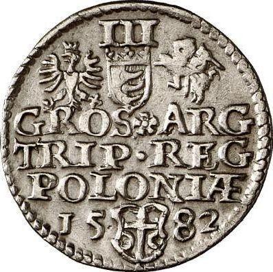 Rewers monety - Trojak 1582 "Duża głowa" - cena srebrnej monety - Polska, Stefan Batory