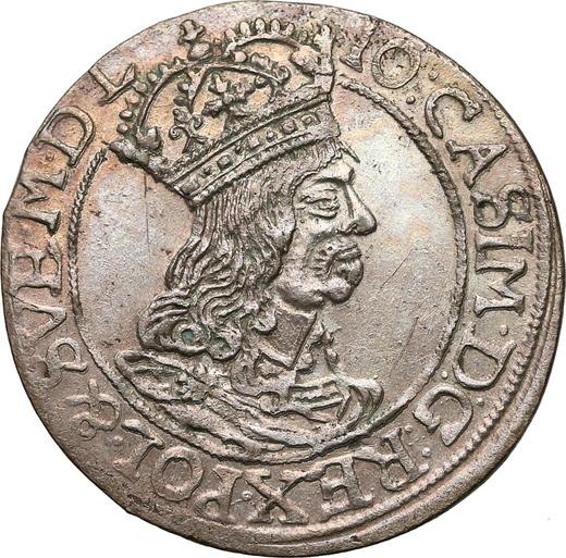 Anverso Szostak (6 groszy) 1662 AT "Retrato en marco redondo" - valor de la moneda de plata - Polonia, Juan II Casimiro