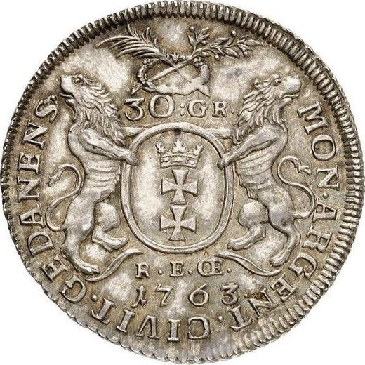 Rewers monety - Złotówka (30 groszy) 1763 REOE "Gdańska" - cena srebrnej monety - Polska, August III