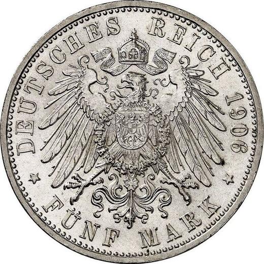Reverso 5 marcos 1906 D "Bavaria" - valor de la moneda de plata - Alemania, Imperio alemán