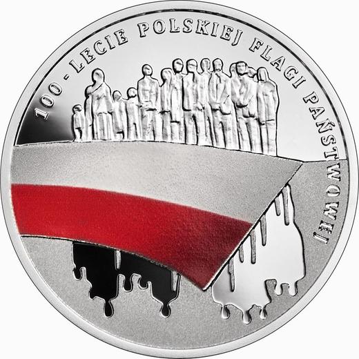 Reverse 10 Zlotych 2019 "100th Anniversary of the National Flag of Poland" - Silver Coin Value - Poland, III Republic after denomination