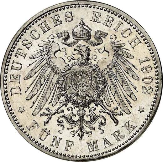 Реверс монеты - 5 марок 1902 года D "Бавария" - цена серебряной монеты - Германия, Германская Империя