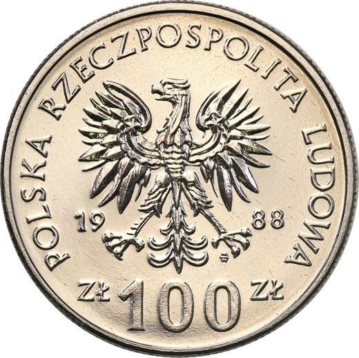 Аверс монеты - Пробные 100 злотых 1988 года MW "70-летие Великопольского восстания" Никель - цена  монеты - Польша, Народная Республика