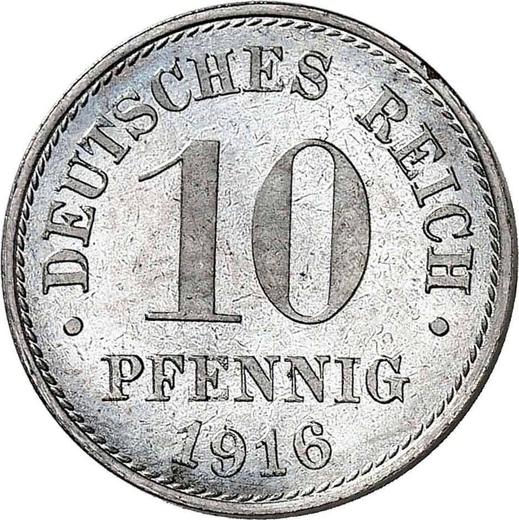 Аверс монеты - 10 пфеннигов 1916 года F "Тип 1916-1922" - цена  монеты - Германия, Германская Империя