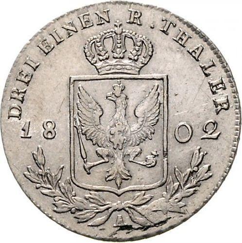 Reverso 1/3 tálero 1802 A - valor de la moneda de plata - Prusia, Federico Guillermo III