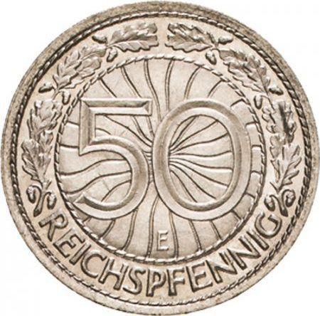 Реверс монеты - 50 рейхспфеннигов 1927 года E - цена  монеты - Германия, Bеймарская республика
