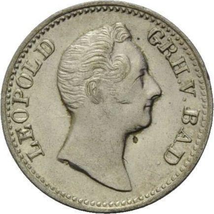 Awers monety - 3 krajcary 1832 - cena srebrnej monety - Badenia, Leopold