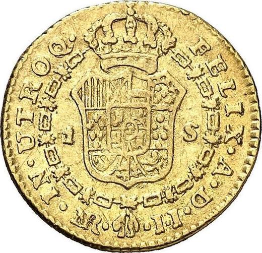 Реверс монеты - 1 эскудо 1788 года NR JJ - цена золотой монеты - Колумбия, Карл III
