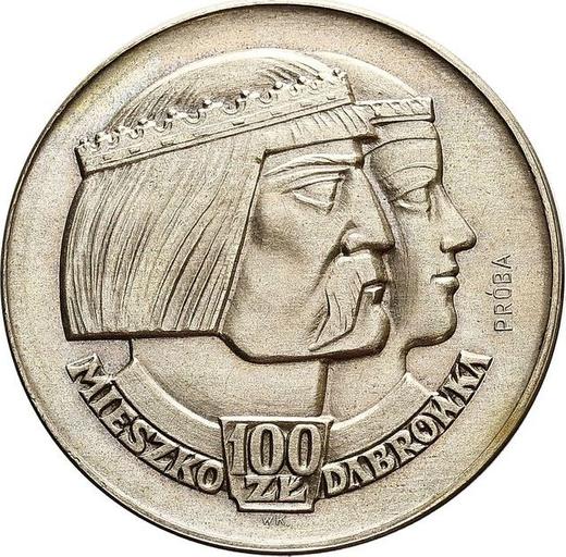 Реверс монеты - Пробные 100 злотых 1960 года "Мешко и Дубравка" Нейзильбер - цена  монеты - Польша, Народная Республика