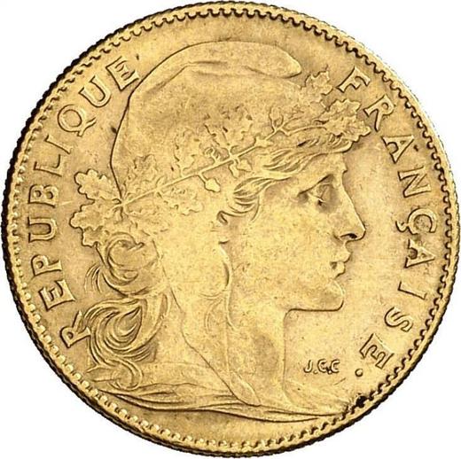 Аверс монеты - 10 франков 1912 года "Тип 1899-1914" Париж - цена золотой монеты - Франция, Третья республика