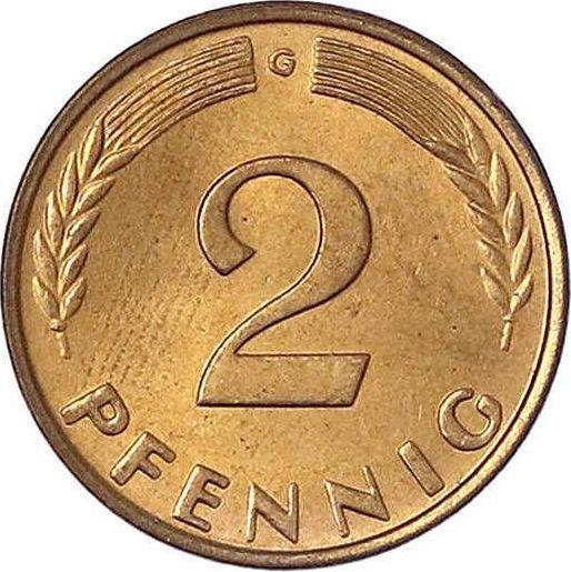 Аверс монеты - 2 пфеннига 1950 года G - цена  монеты - Германия, ФРГ