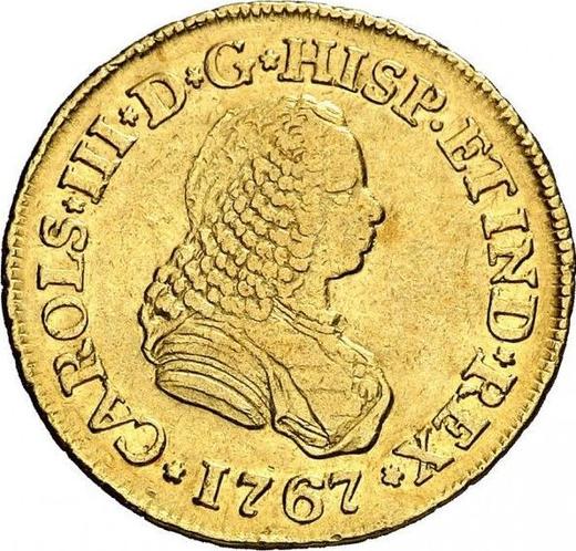 Аверс монеты - 2 эскудо 1767 года PN J "Тип 1760-1771" - цена золотой монеты - Колумбия, Карл III