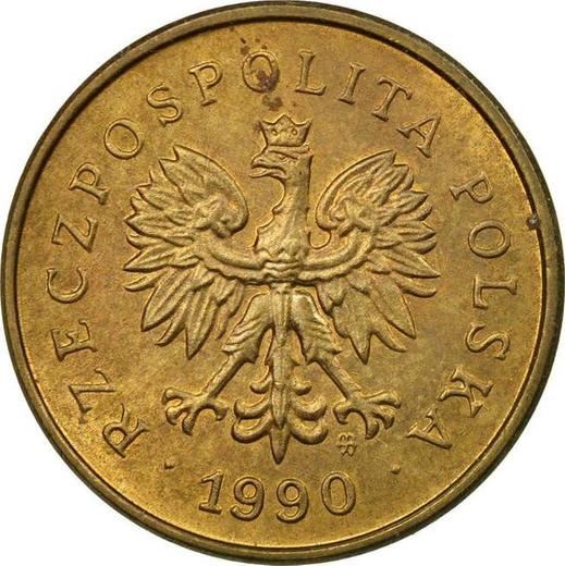 Obverse 2 Grosze 1990 MW -  Coin Value - Poland, III Republic after denomination