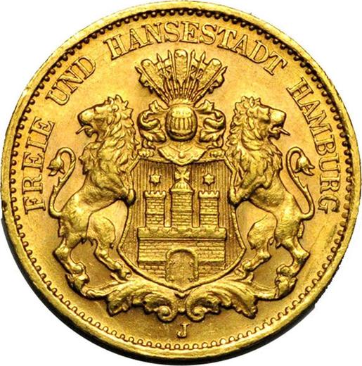 Аверс монеты - 10 марок 1912 года J "Гамбург" - цена золотой монеты - Германия, Германская Империя
