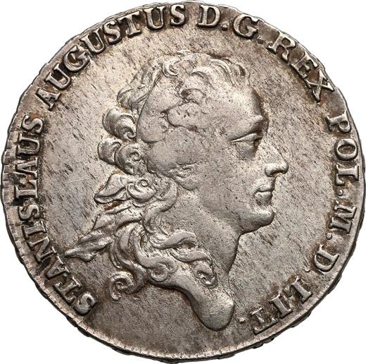 Аверс монеты - Полталера 1777 года EB "Лента в волосах" - цена серебряной монеты - Польша, Станислав II Август