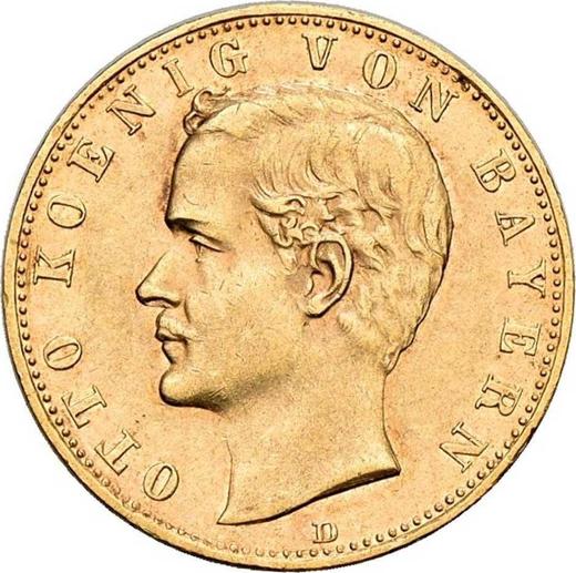 Аверс монеты - 10 марок 1893 года D "Бавария" - цена золотой монеты - Германия, Германская Империя