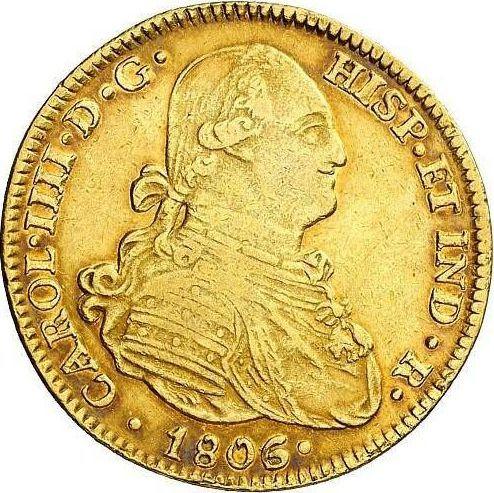 Аверс монеты - 4 эскудо 1806 года Mo TH - цена золотой монеты - Мексика, Карл IV