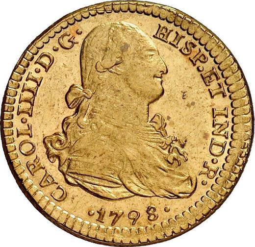 Аверс монеты - 2 эскудо 1798 года Mo FM - цена золотой монеты - Мексика, Карл IV