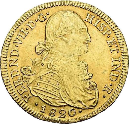 Аверс монеты - 8 эскудо 1820 года NR JF - цена золотой монеты - Колумбия, Фердинанд VII