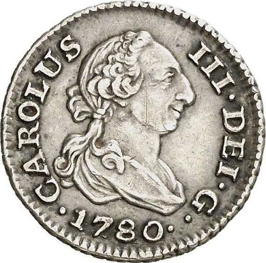 Аверс монеты - 1/2 реала 1780 года M PJ - цена серебряной монеты - Испания, Карл III