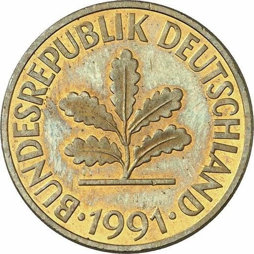 Реверс монеты - 10 пфеннигов 1991 года J - цена  монеты - Германия, ФРГ