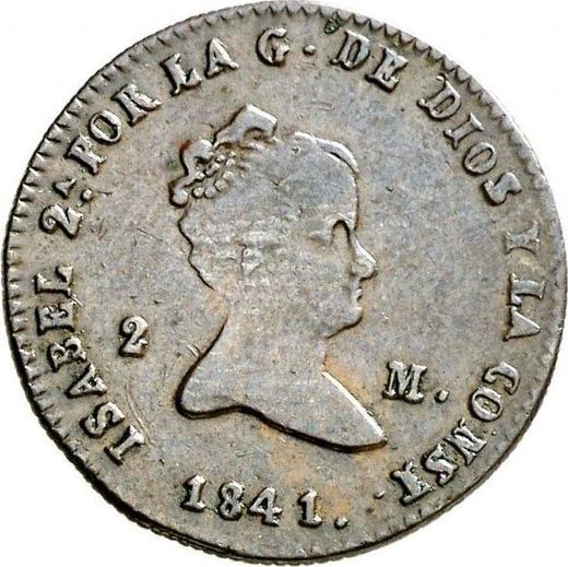 Аверс монеты - 2 мараведи 1841 года Ja - цена  монеты - Испания, Изабелла II