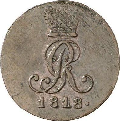 Аверс монеты - 2 пфеннига 1818 года C - цена  монеты - Ганновер, Георг III