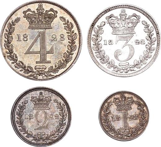 Reverso Maundy / juego 1828 "Maundy" - valor de la moneda de plata - Gran Bretaña, Jorge IV