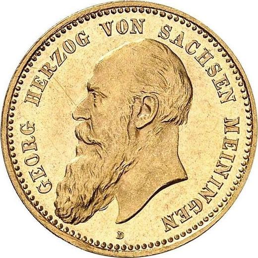 Аверс монеты - 10 марок 1898 года D "Саксен-Мейнинген" - цена золотой монеты - Германия, Германская Империя