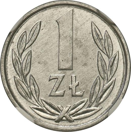 Реверс монеты - 1 злотый 1989 года MW - цена  монеты - Польша, Народная Республика