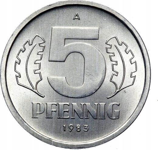 Аверс монеты - 5 пфеннигов 1983 года A - цена  монеты - Германия, ГДР