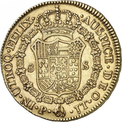 Rewers monety - 8 escudo 1804 P JT - cena złotej monety - Kolumbia, Karol IV