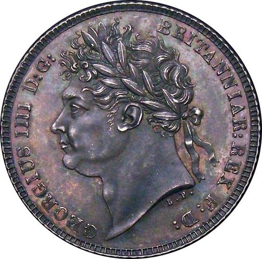 Awers monety - Próba 6 pensow 1820 - cena srebrnej monety - Wielka Brytania, Jerzy IV