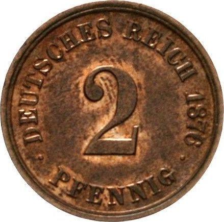 Аверс монеты - 2 пфеннига 1876 года J "Тип 1873-1877" - цена  монеты - Германия, Германская Империя