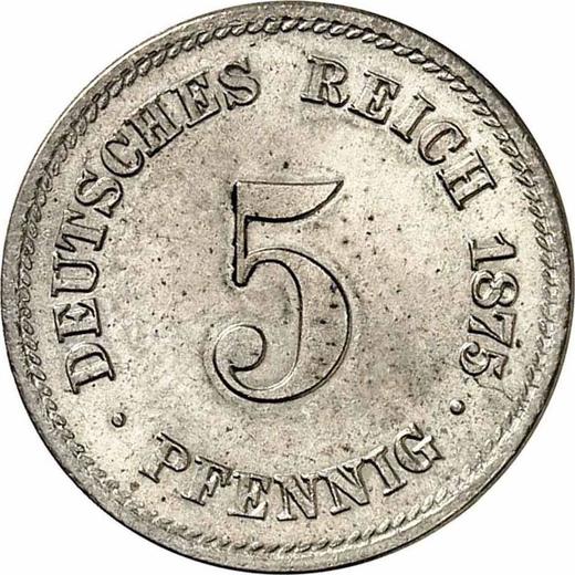 Anverso 5 Pfennige 1875 J "Tipo 1874-1889" - valor de la moneda  - Alemania, Imperio alemán