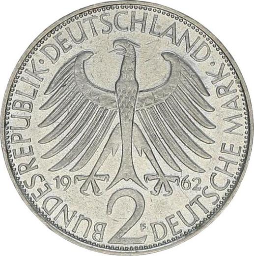 Rewers monety - 2 marki 1962 F "Max Planck" - cena  monety - Niemcy, RFN