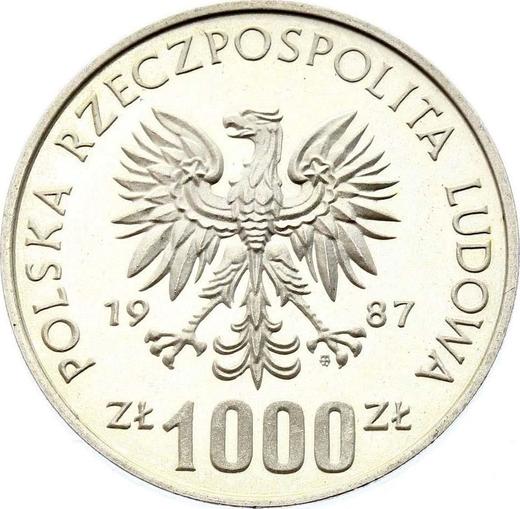 Obverse Pattern 1000 Zlotych 1987 MW ET "XXIV Summer Olympic Games - Seoul 1996" Silver - Poland, Peoples Republic