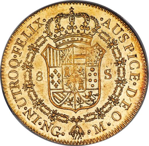 Reverso 8 escudos 1817 NG M - valor de la moneda de oro - Guatemala, Fernando VII